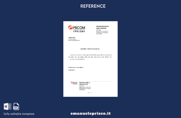modello di riferimento per la chiusura PBCOM delle Filippine in stile verificato